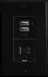 Black USB socket